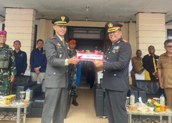 Dandim 1715/Yahukimo Hadiri Upacara dan Syukuran HUT Bhayangkara Polri ke-78 di Mapolres Yahukimo