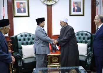 Menhan Prabowo Sambut Grand Syekh Al Azhar Prof. Ahmed di Kemhan