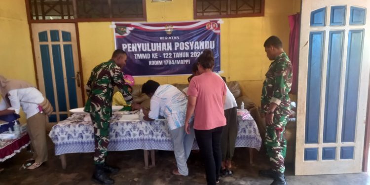 Peduli Terhadap Generasi Penerus, Satgas TMMD Ke-122 Kodim 1704/Mappi Gelar Penyuluhan Posyandu