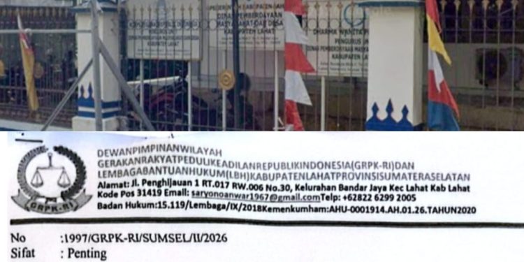 GRPK-RI Laporkan Dugaan Penyimpangan Anggaran Dinas PMD Lahat ke Polres