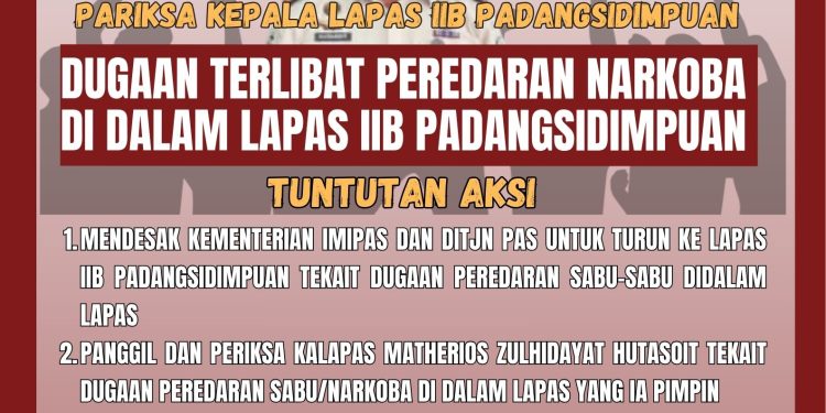 KMI Soroti Dugaan Peredaran Narkoba di Lapas IIB Padangsidimpuan, Humas Lapas Benarkan Adanya Kejadian